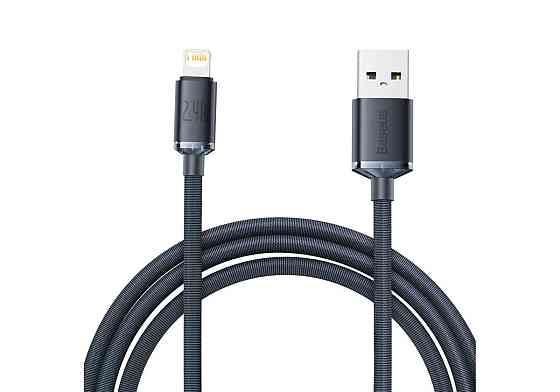Кабель Baseus Crystal Shine Series для быстрой зарядки и передачи данных USB - Lightning 2.4A 2m, цвет черный Одесса