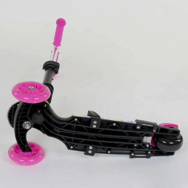 Самокат біговел триколісний Best Scooter з батьківською ручкою підсвічуванням коліс Рожевий абстракція(62310) Чернігів - фото 5
