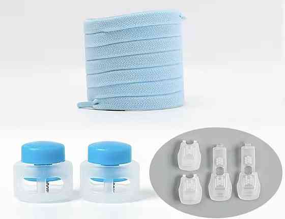 Шнурки еластичні без зав'язок з пластиковими фіксаторами Блакитний Смела