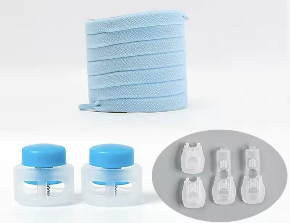 Шнурки еластичні без зав'язок з пластиковими фіксаторами Блакитний Смела - изображение 2