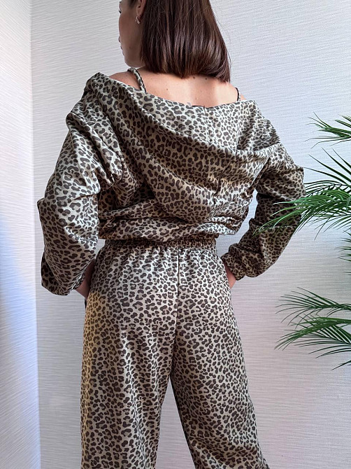 Жіночий леопардовий костюм трійка з подвійним капюшоном двонитка Одеса - фото 9