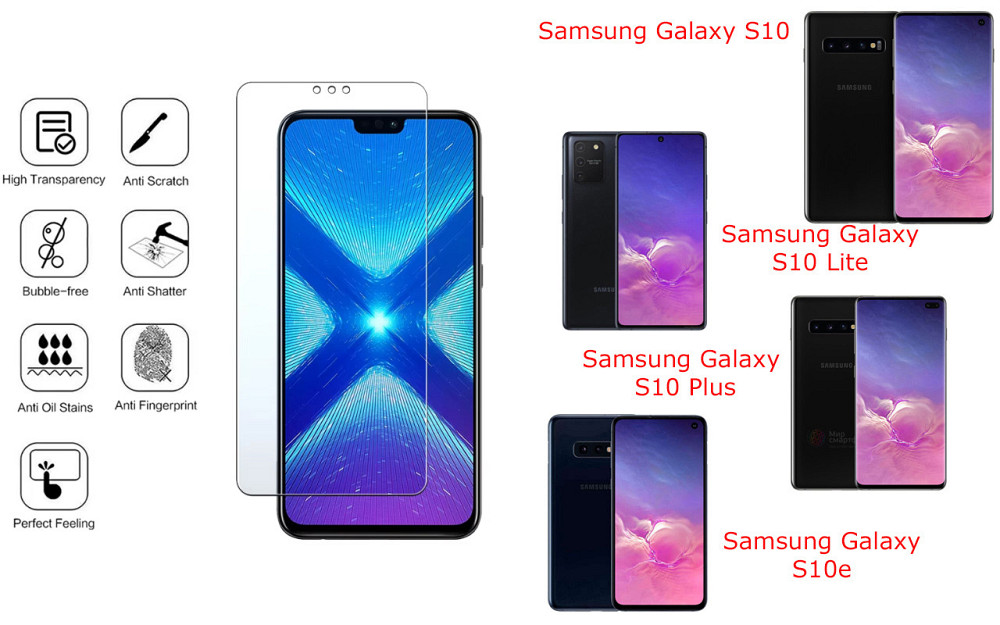 Защитное стекло NeoGlass для Samsung Galaxy S10, S10 Lite, S10 Plus, S10е – ультрапрозрачное и устойчивое Киев - изображение 4