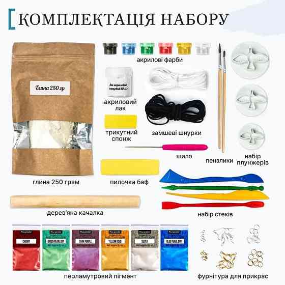 Великий набір для створення прикрас "Птахи" GL-008 з пластичної глини Вінниця