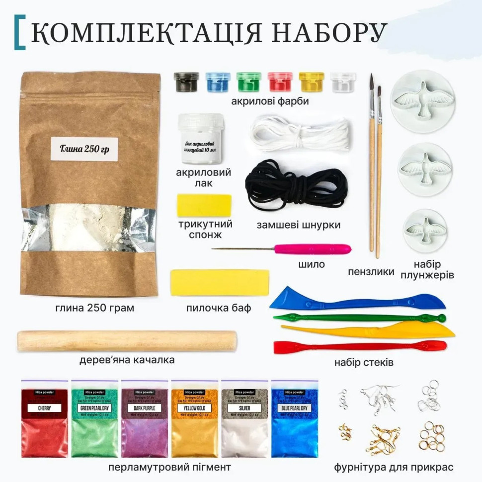 Великий набір для створення прикрас "Птахи" GL-008 з пластичної глини Вінниця - фото 2