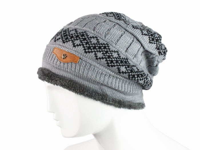 В'язана шапка з візерунком сіра Lear Київ - фото 1
