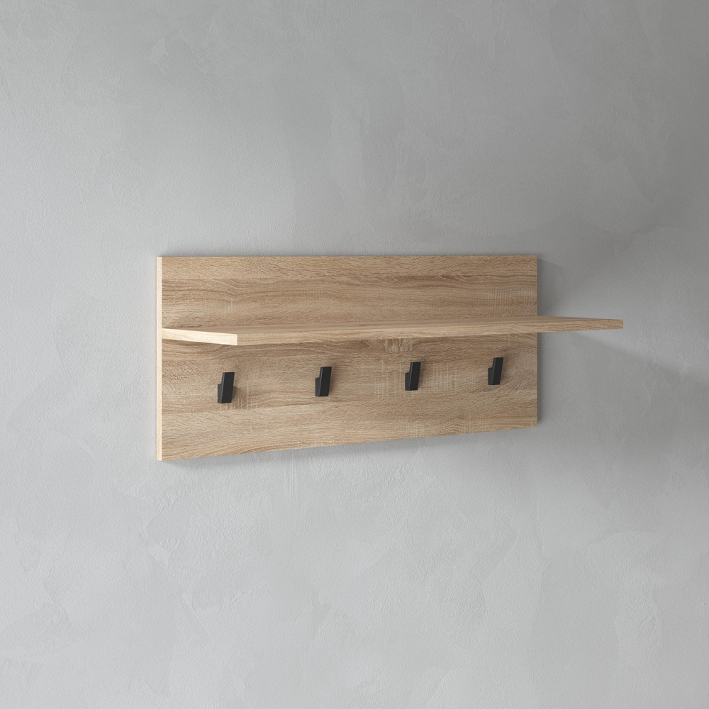 Вешалка настенная VAYS для одежды на 4 крючка с полкой M-46 Дуб Сонома Львов - изображение 1