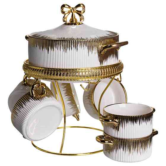 Yiwu Суповий сервіз на 6 персон супниця 2 (л) на підставці з бульйонницями 400 (мл) тарілки для Коломыя