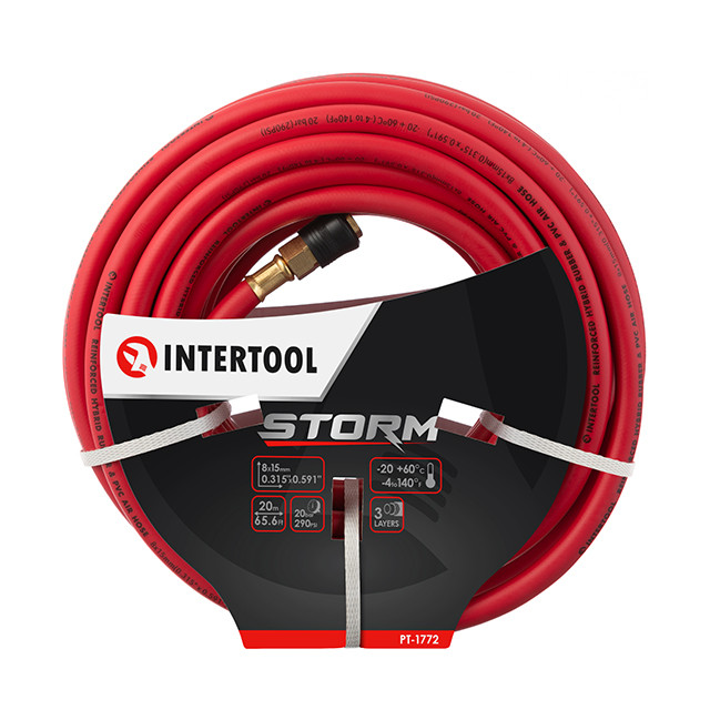 Шланг гібридний, професійний, 20 атм, 8×15 мм, 20 м, з латунними швидкороз'ємними з'єднаннями, STORM Львів - фото 1