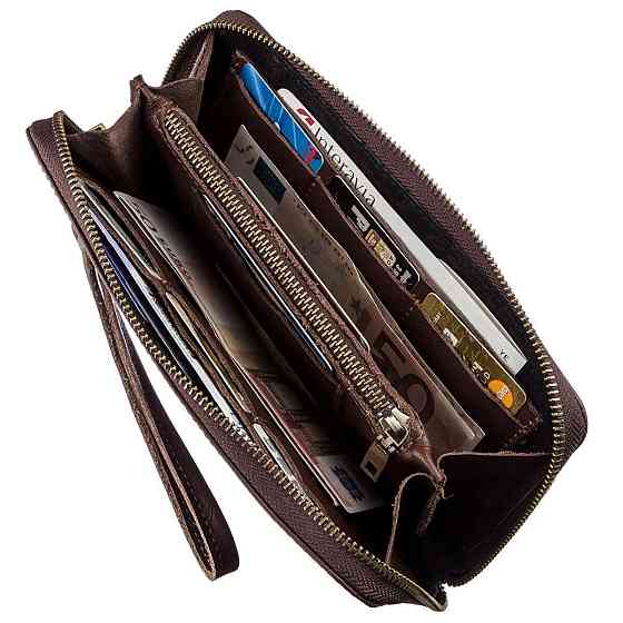 Чоловічий горизонтальний шкіряний клатч SHVIGEL 19121 Коричневий Київ