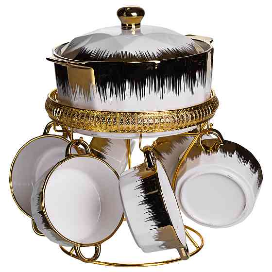 Суповий сервіз на 6 персон супниця 2 (л) на підставці з бульйонницями 300 (мл) тарілки для супу ML-T35 Коломия