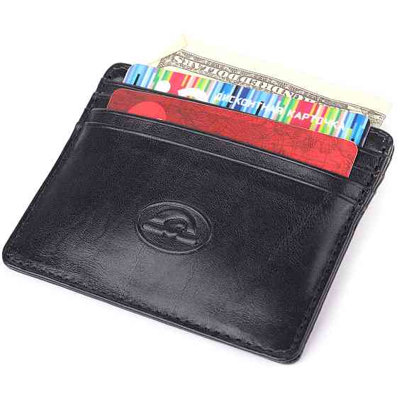 Стильный картхолдер из глянцевой натуральной кожи Tony Perotti 20894_1 (2236 nero) Черный Киев