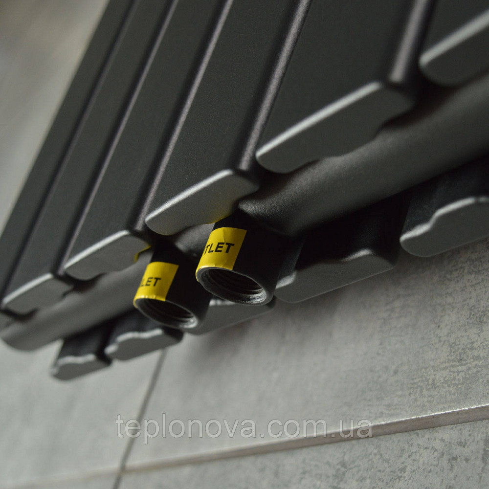 Вертикальний радіатор Largo double 456*1800-6 (50 мм), anticor, чорний муар Чернівці - фото 3