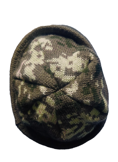 Тепла в'язана шапка на флісі піксель хакі Одеса - фото 3