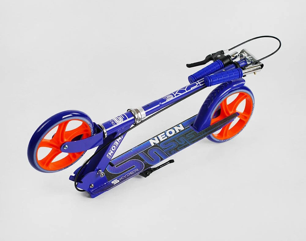 Самокат двоколісний Skyper Neon сталева рама ручне гальмо Синій (N-41417) Чернігів - фото 8