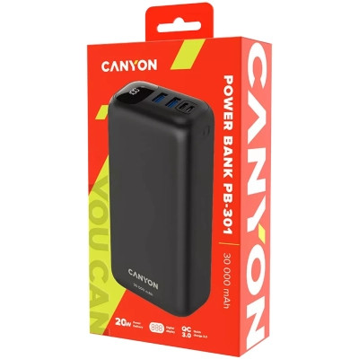 Батарея универсальная Canyon PB-301 30000mAh PD/20W, QC/3.0 (CNE-CPB301B) Винница - изображение 4