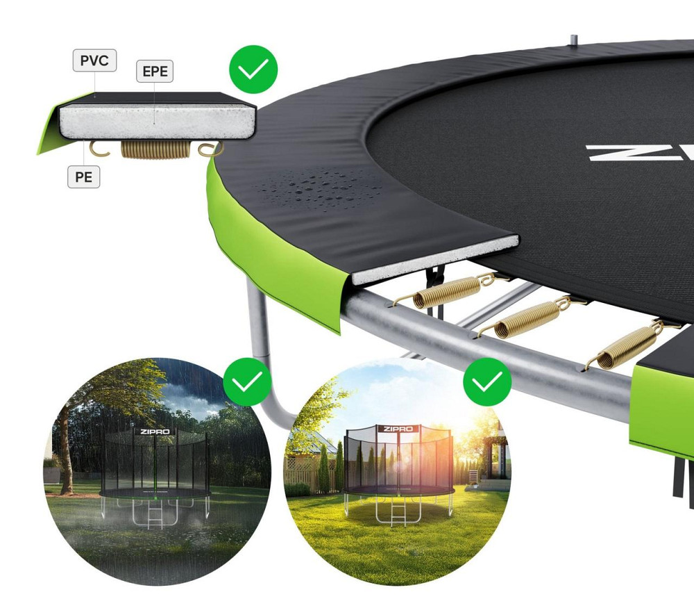 Батут Zipro Jump Pro с внешней сеткой 8 футов 252 см черно-зеленый Киев - изображение 7