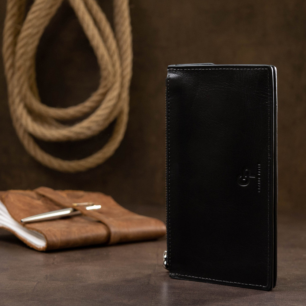 Практичне стильне портмоне унісекс GRANDE PELLE 11558 Чорний Київ - фото 4