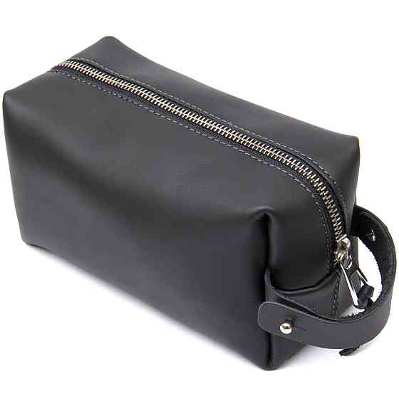 Матовий чоловічий шкіряний несесер Чорний (GRANDE PELLE) Київ