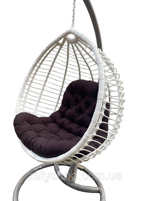 Кокон із ротанга з коричневою подушкою Київ - фото 4