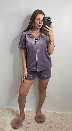 Жіночий велюровий домашній костюм з шортами Ліловий б/К XL/2XL Харків