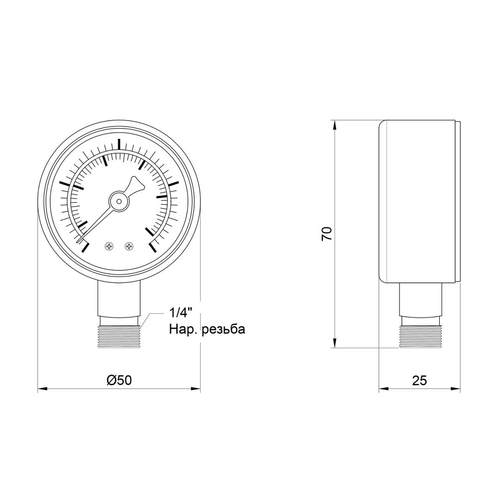 Манометр Thermo Alliance Standart 50 мм 1/4", нижнє під'єднання SD1704B Київ - фото 14
