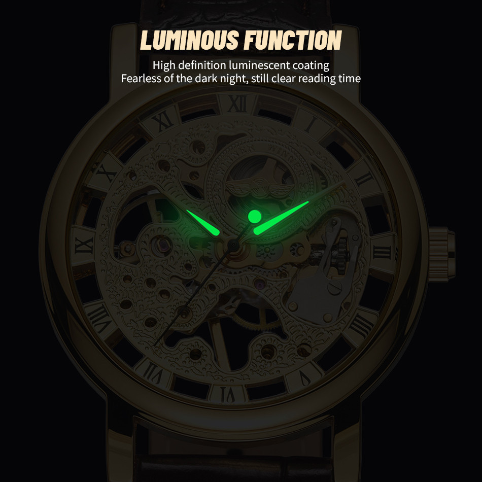 Годинник чоловічий механічний Winner Gold Metal Black (2 ремінці) Вінниця - фото 13