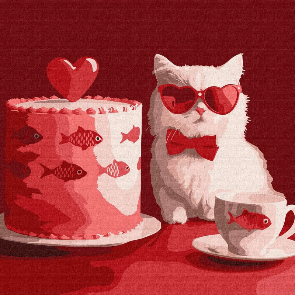 Картина за номерами "Кіт з тортом" ©art_selena_ua KHO6722, 30х30 см Вінниця - фото 1