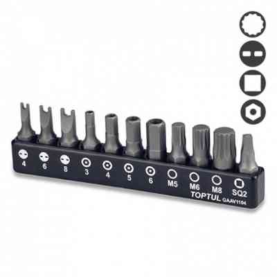 Набір біт Toptul для шуруповерта 1/4" 11од. (GAAV1104) Вінниця