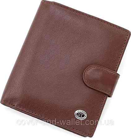 Чоловічий шкіряний гаманець вертикального типу для карток ST Leather Коричневий Київ