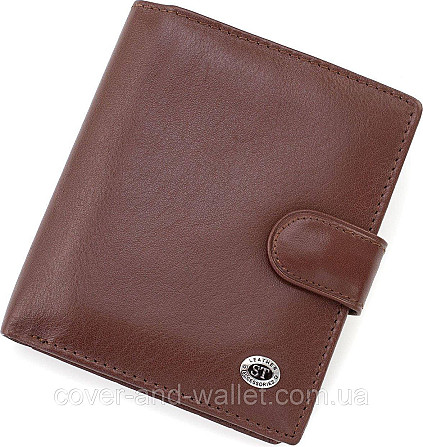 Чоловічий шкіряний гаманець вертикального типу для карток ST Leather Коричневий Київ - фото 1