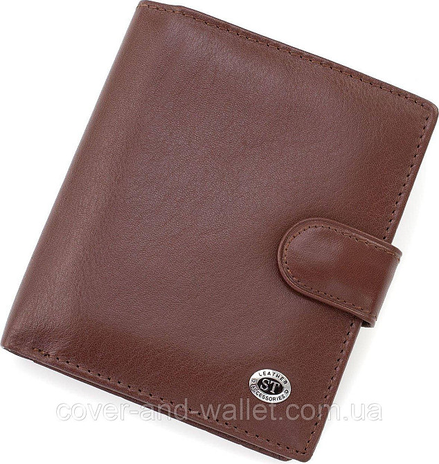 Кошелек мужской кожаный под много карточек вертикальный ST Leather Коричневый Киев - изображение 1