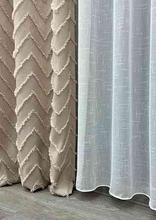 Шторная ткань Лен Букле цвет бежевый 1812ш Киев