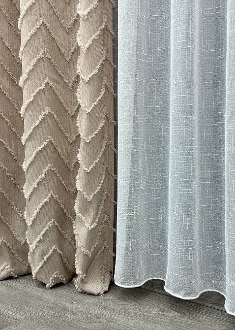 Шторная ткань Лен Букле цвет бежевый 1812ш Киев - изображение 6