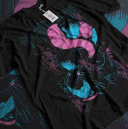 Футболка для мальчика аниме Магическая битва оверсайз (рост от 165 до 180 ) Черний AnimeJ1096m Днепр