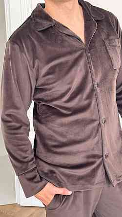 Піжама чоловіча велюрова на ґудзиках Шоколадний XXL Харків