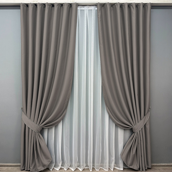 Комплект готовых штор VR-Textil Блэкаут Midnight № 1228ш Серый 100х295 см 2 шт (31-505) Киев - изображение 9