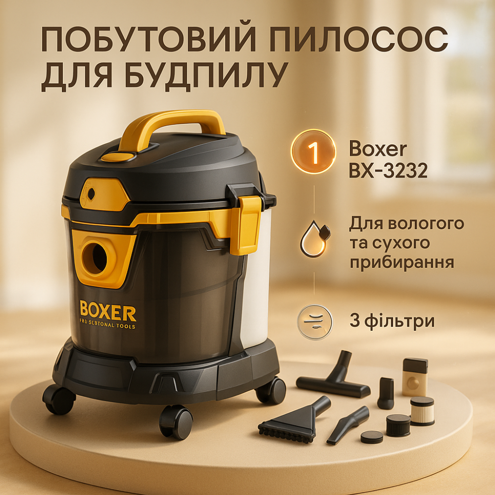 Промисловий пилосос Boxer BX-3232 для вологого та сухого прибирання 2400Вт RO-87 Львів - фото 4