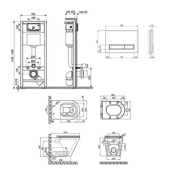 Готове рішення Qtap для ванної кімнати: підвісний унітаз Scorpio Ultra Quiet 520x365x365 + комплект інсталяції Nest 4 в 1 Київ