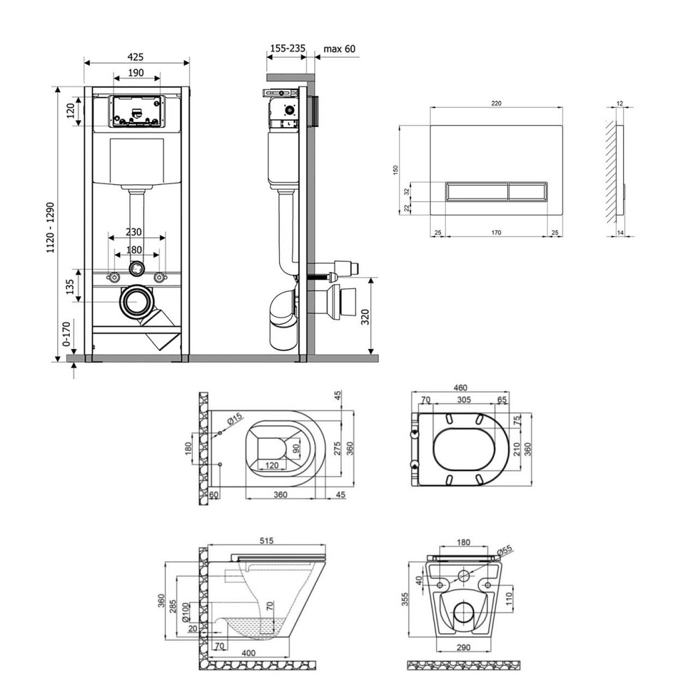 Готове рішення Qtap для ванної кімнати: підвісний унітаз Scorpio Ultra Quiet 520x365x365 + комплект інсталяції Nest 4 в 1 Київ - фото 2
