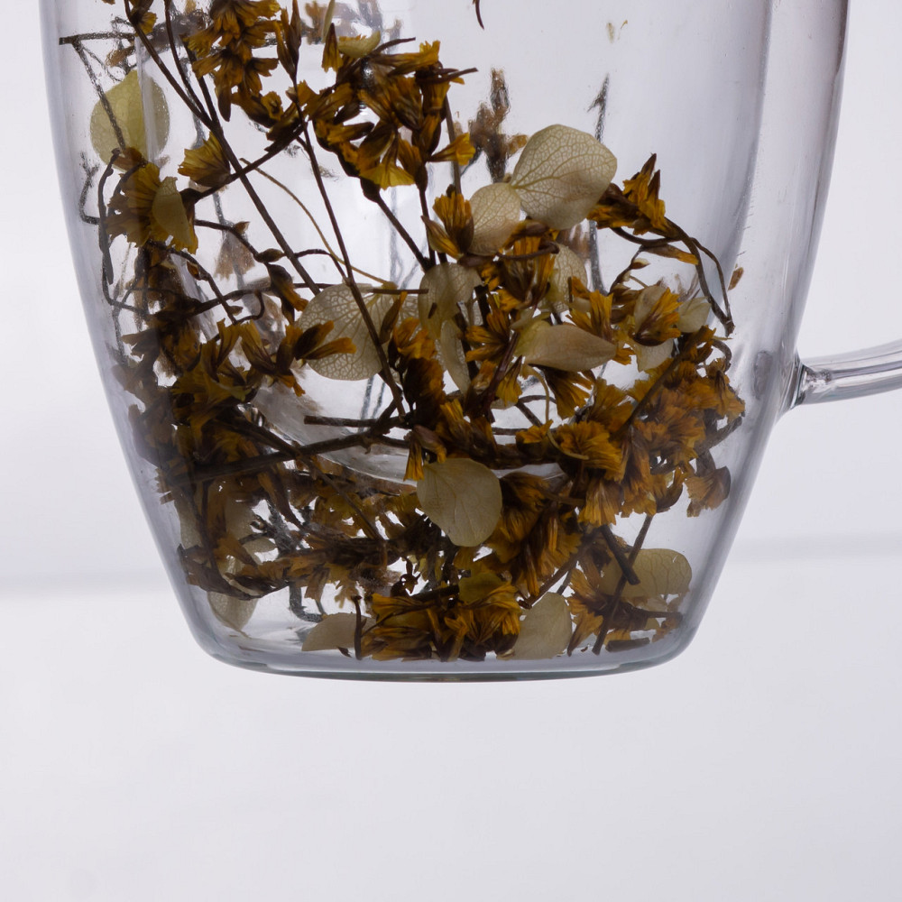 Yiwu Чашка скляна з подвійними стінками, склянка з термостійкого скла з декором жовтих сухоцвіт Коломыя - изображение 2