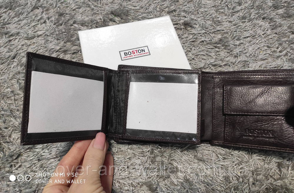Кожаный мужской кошелек коричневого цвета с блоком для документов Boston 102 Киев - изображение 4