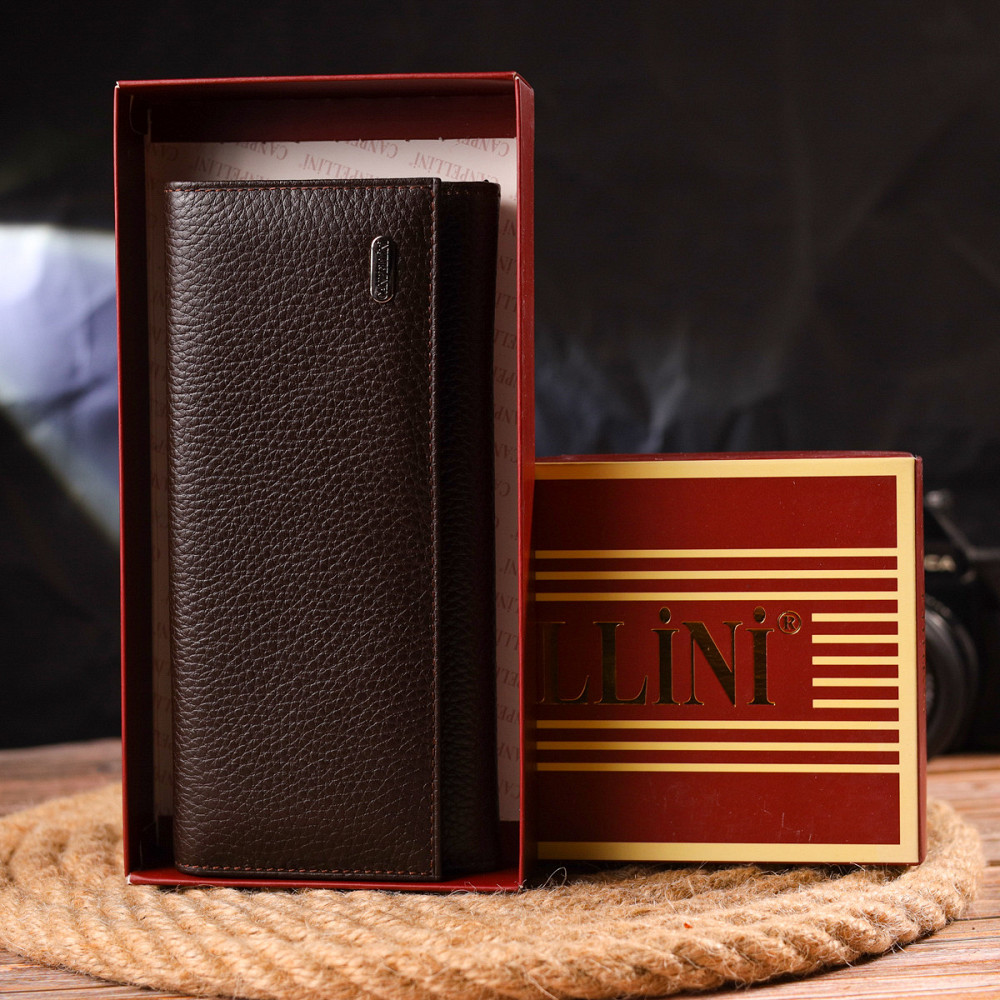 Женский стильный кошелек из натуральной зернистой кожи CANPELLINI 21629 Коричневый Киев - изображение 1