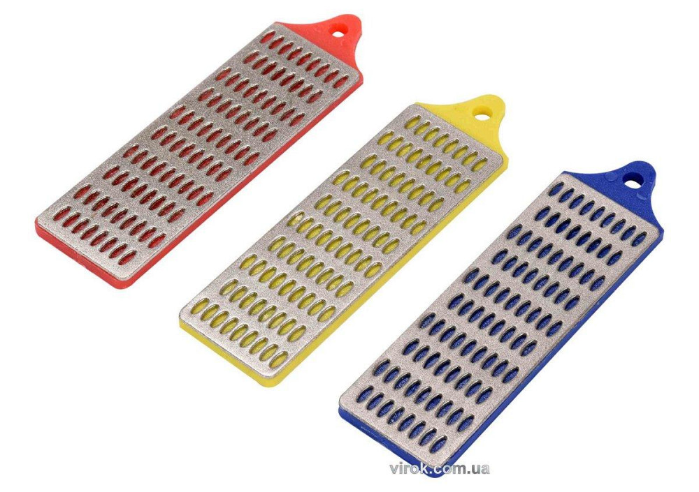 Набір брусків абразивних, алмазних, для заточування VOREL : 75х25 мм, G360/260/180, 3 шт. [25/100] Одеса - фото 1