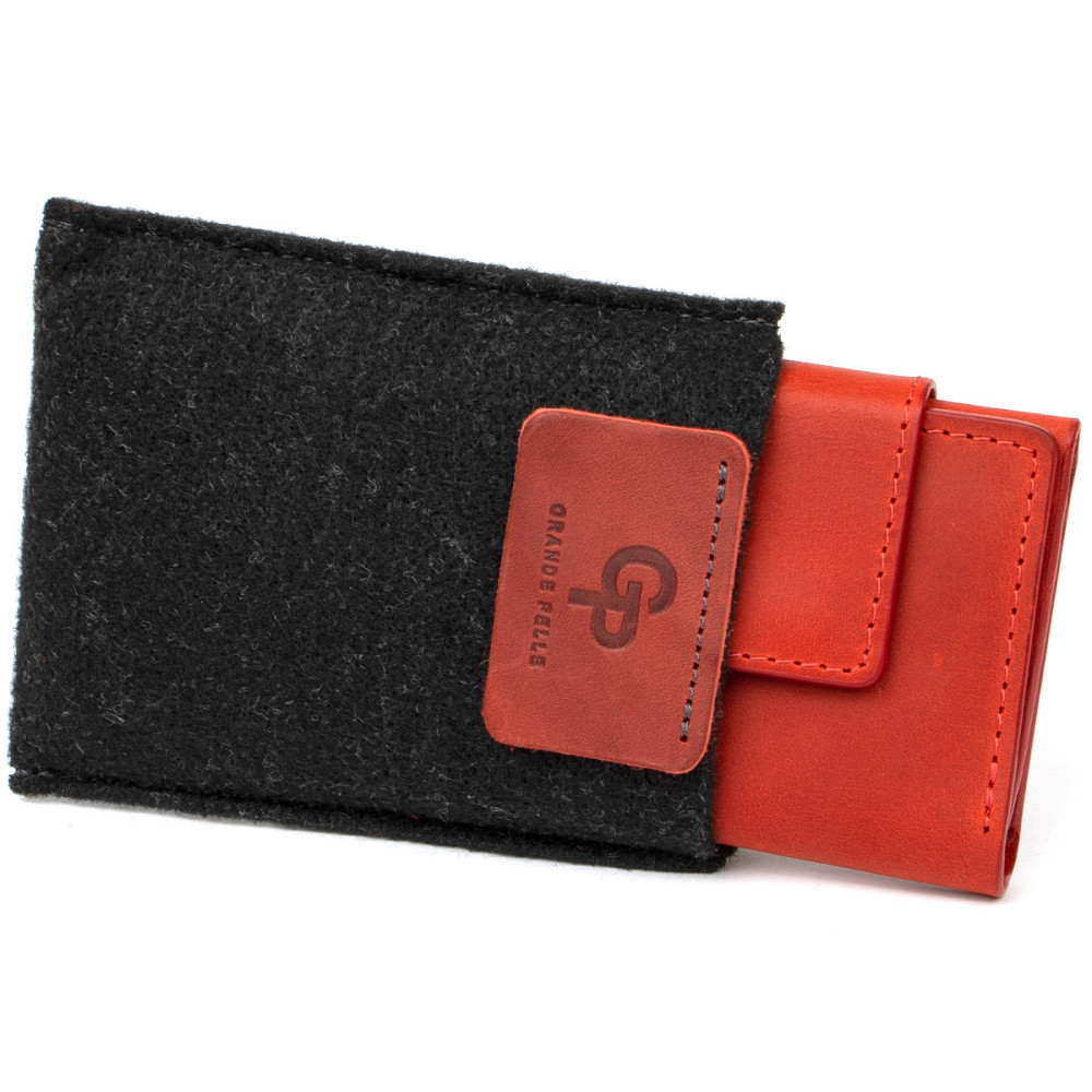 Шкіряна вінтажна візитниця GRANDE PELLE 11407 Червоний Київ - фото 5