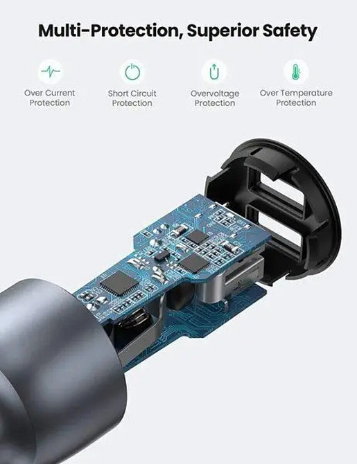 Автомобільний зарядний пристрій UGREEN CD213 Fast Car Charger (Dark Blue) (UGR-10144) Київ - фото 5