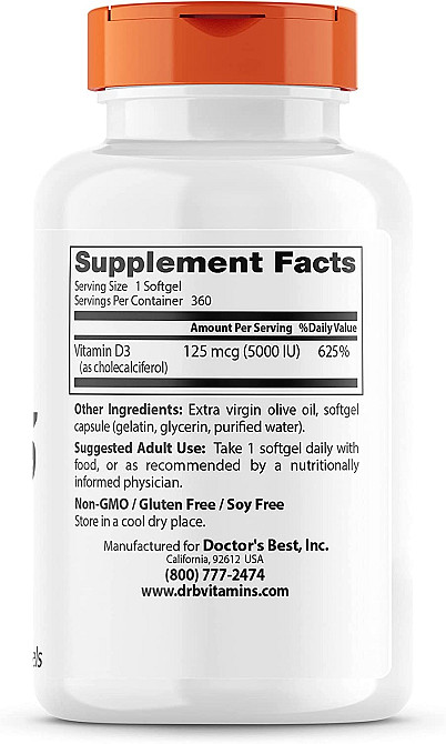 Витамины Vitamin D3 (5000 IU) 360 Softgels Луцк - изображение 2