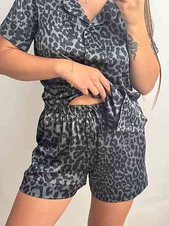 Піжама жіноча з сатину з шортами і сорочкою Графіт XL-2XL Харків