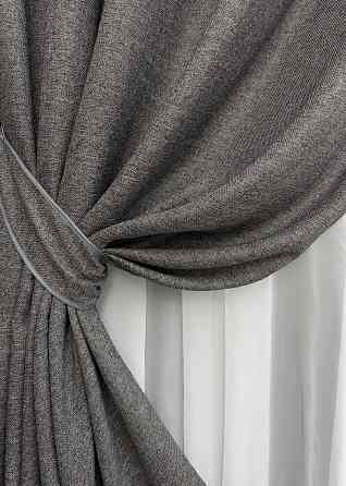 Комплект штор на люверсах VR-Textil Льон ELEMENTA № 1868ш Сірий 150х270см 2 шт (37-0272) Київ