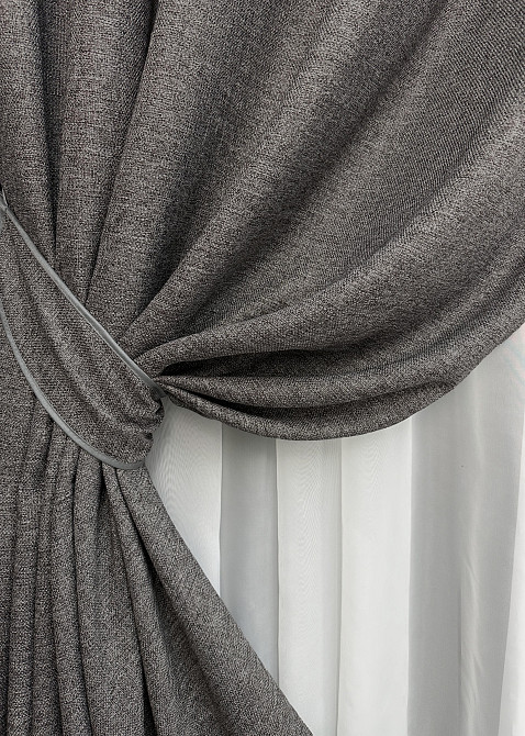 Комплект штор на люверсах VR-Textil Льон ELEMENTA № 1868ш Сірий 150х270см 2 шт (37-0272) Київ - фото 5