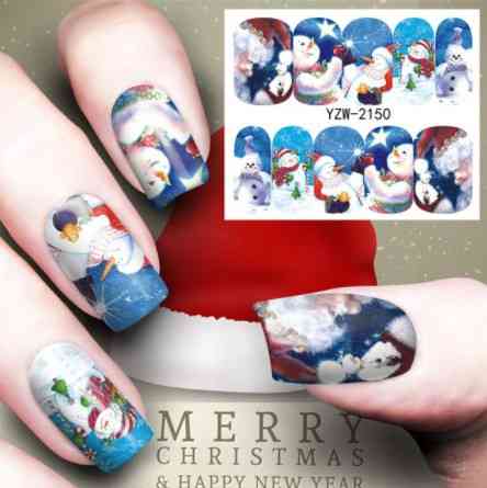 Наклейки на ногти новогодние снеговики - размер наклейки 6*5см, инструкция по применению есть в описании Киев
